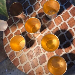 Luxurious Gold and Silver Vintage Cross England Shot glass Set of 6